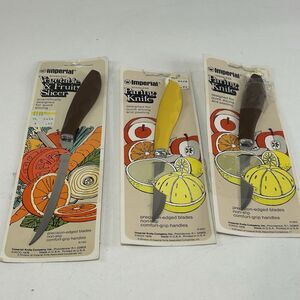 Vintage Lot Imperial Stainless 2 Paring Knifes, Veg And Fruit Slicer Knife New